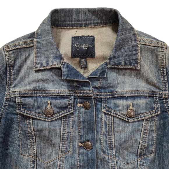 Jessica Simpson Medium Wash Denim Jean Jacket XS - Picture 3 of 8